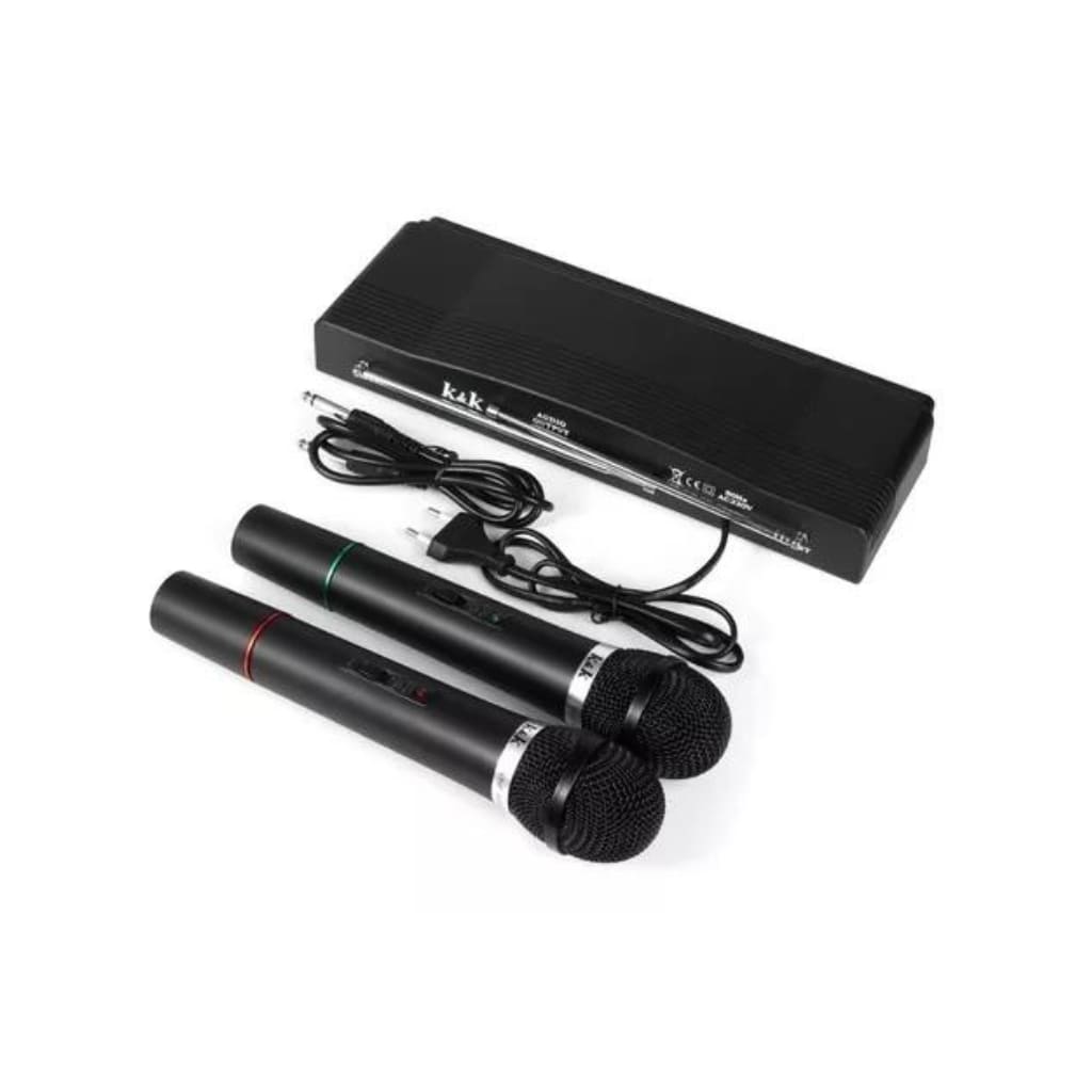 KIT DE 2 MICROFONOS INALAMBRICOS + BASE AT-306