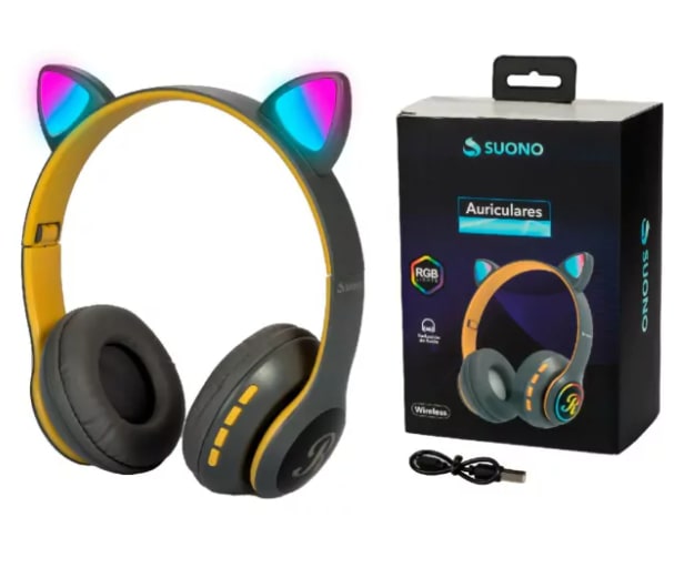 AURICULAR BT VINCHA OREJAS GATITO SUONO