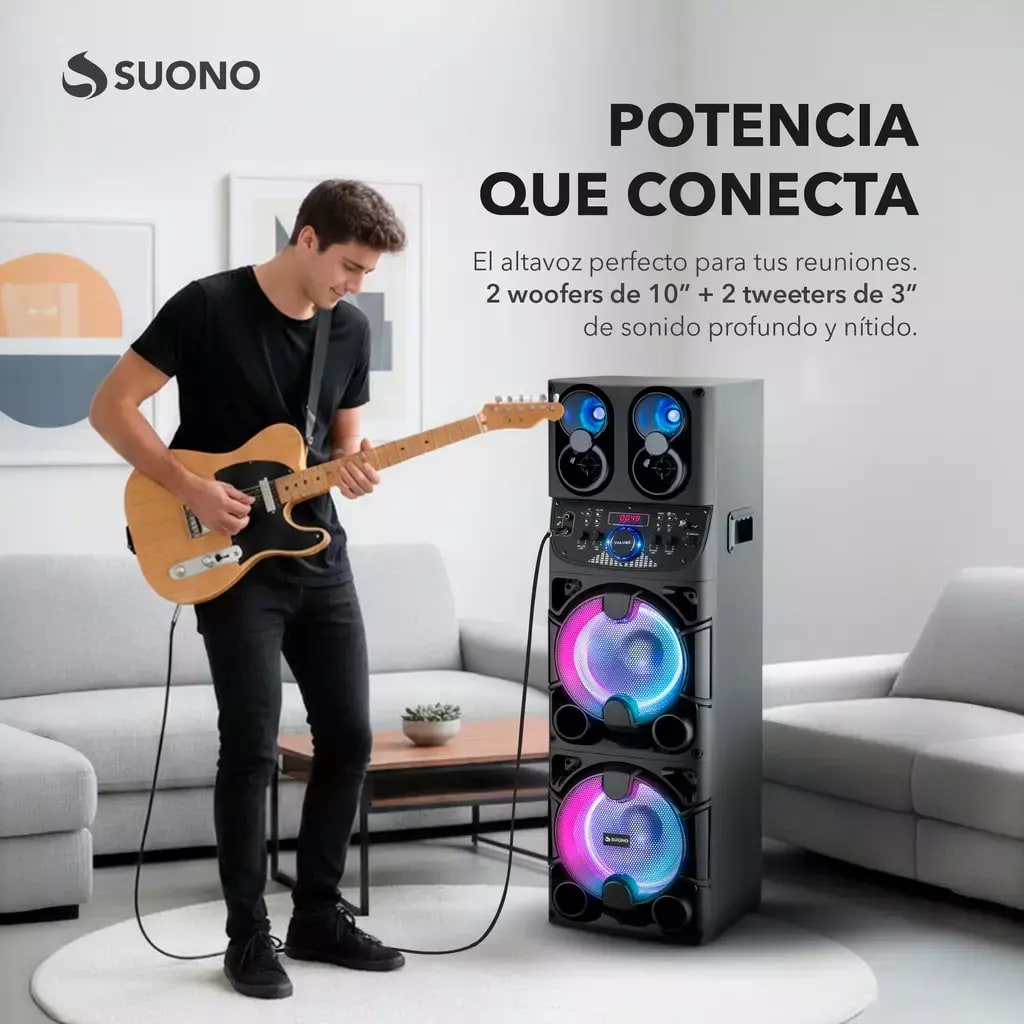 PARLANTE TORRE SUONO BLUETOOTH TWS 2 X 10 + 2 TWEETERS miniatura 6