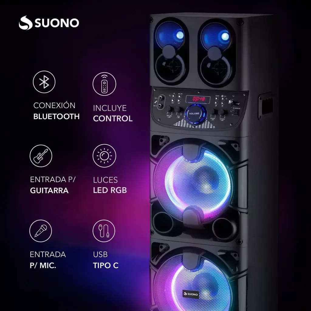 PARLANTE TORRE SUONO BLUETOOTH TWS 2 X 10 + 2 TWEETERS miniatura 2