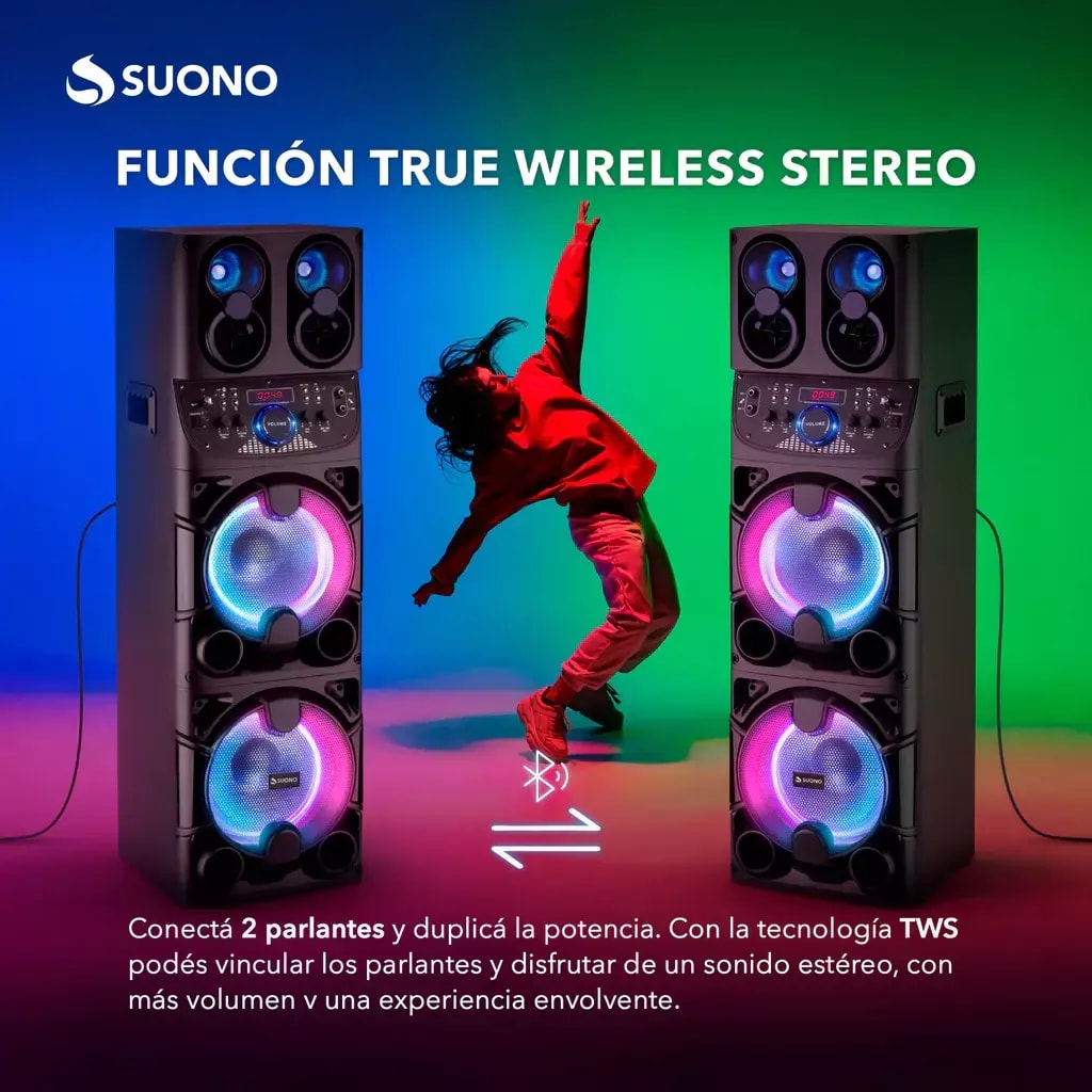 PARLANTE TORRE SUONO BLUETOOTH TWS 2 X 10 + 2 TWEETERS miniatura 5