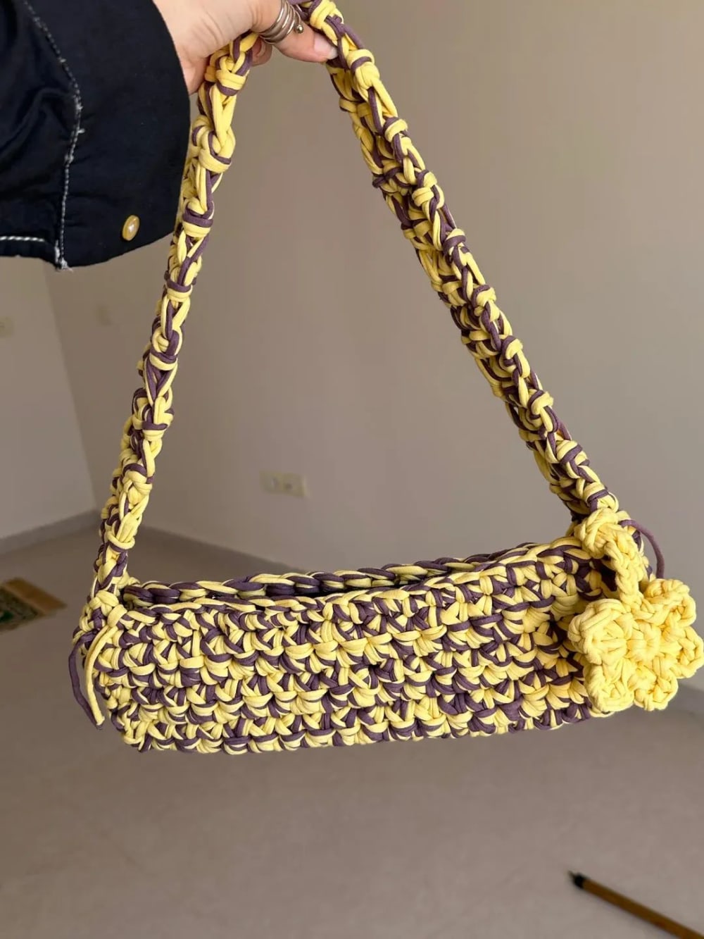 Purple & Yellow Crochet Bag