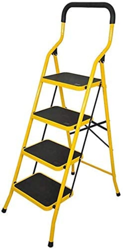 4 Steps Folding Steel Wide Step Ladder