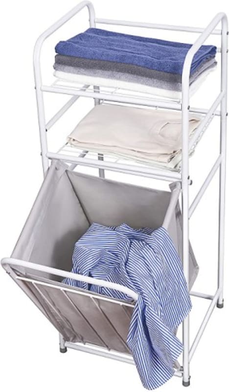 Laundry Basket with 2-Tier Storage Shelf