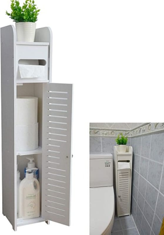 AOJEZOR Small Bathroom Storage Corner Floor Cabinet