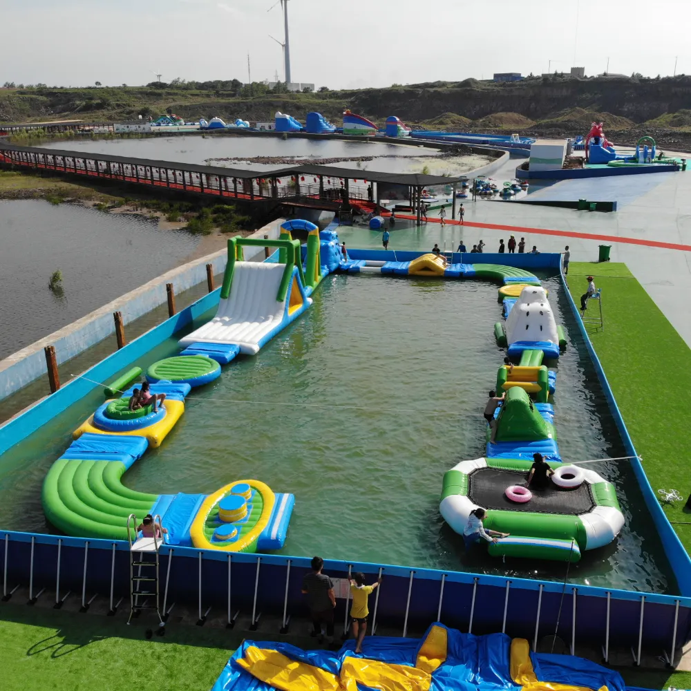Custom Floating Inflatable Water Parks for Lakes, Resorts and Frame Pools - 1