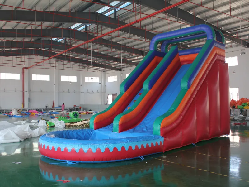 Custom Inflatable Water Slide with Climbing Stairs and Pool - 1