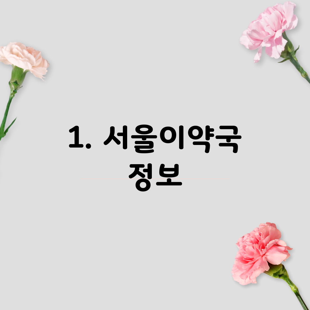 1. 서울이약국 정보