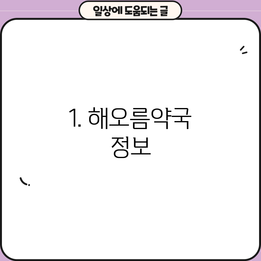 1. 해오름약국 정보
