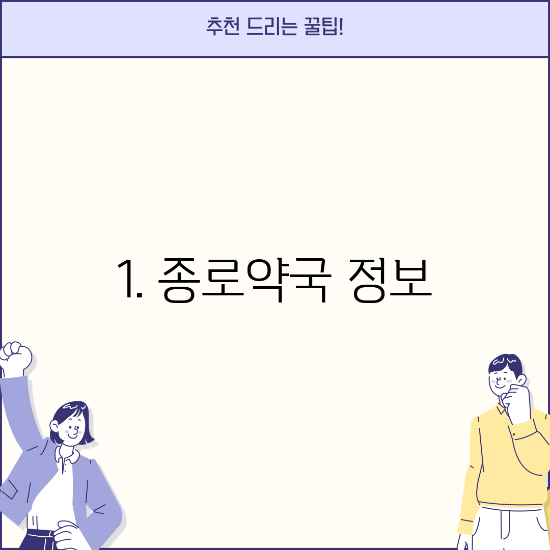 1. 종로약국 정보