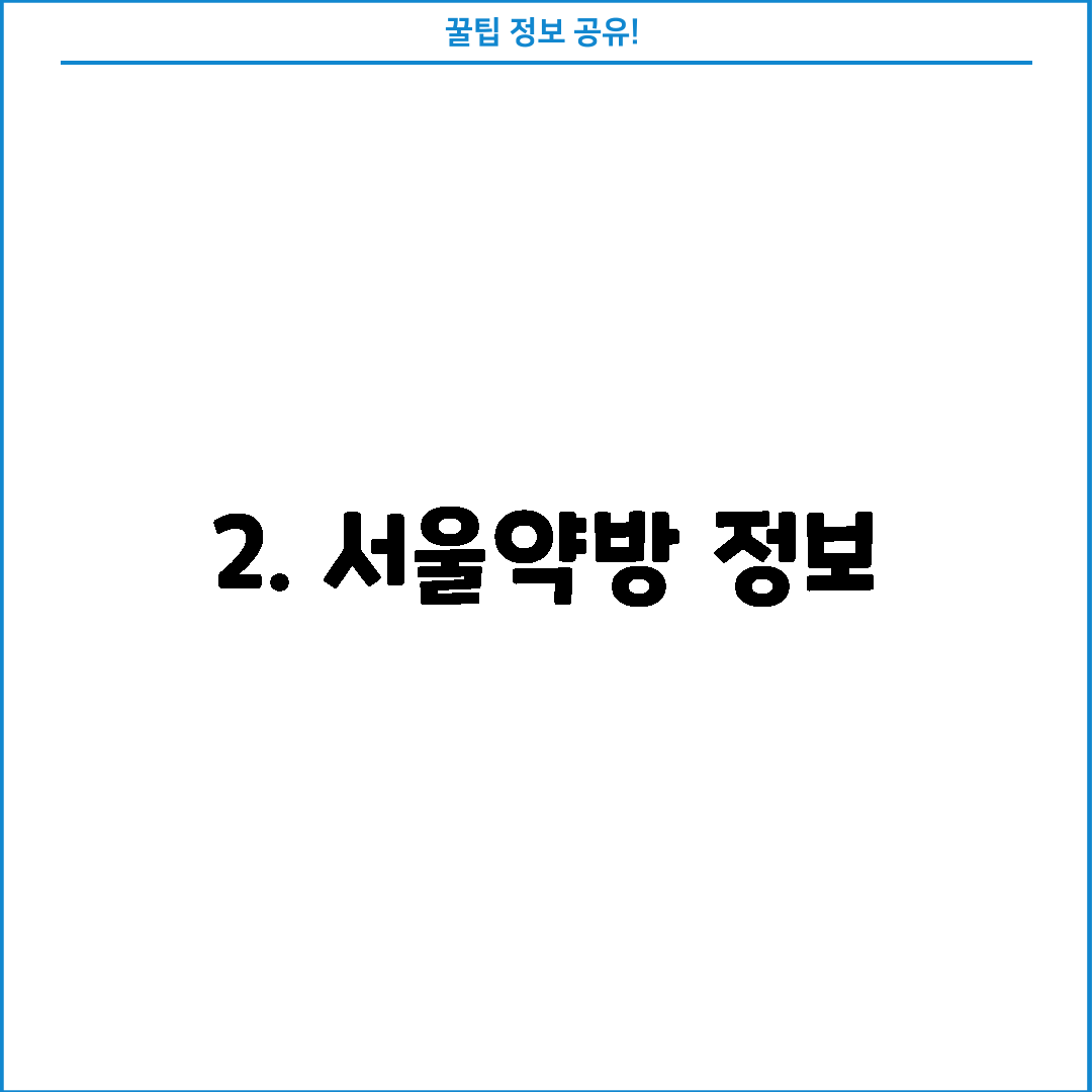 2. 서울약방 정보