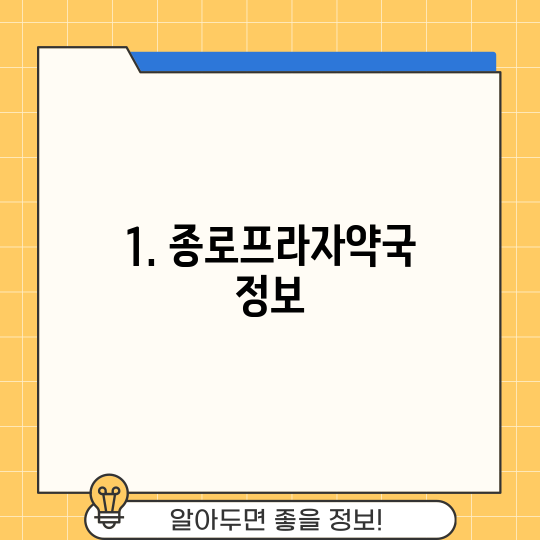1. 종로프라자약국 정보