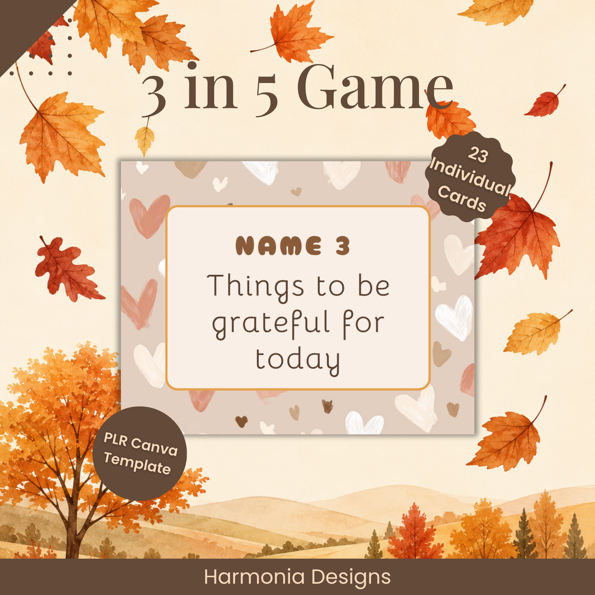Thanksgiving card game Canva template preview