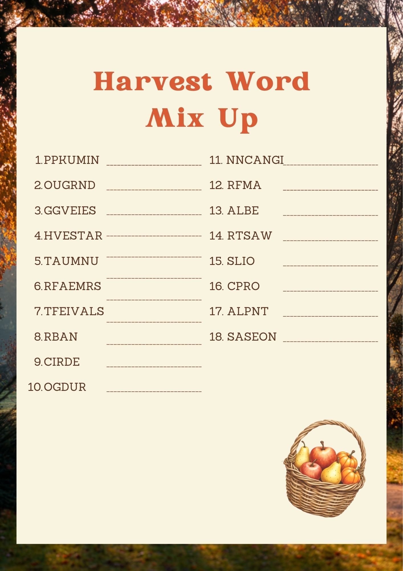 Fall Family Fun Pack template preview
