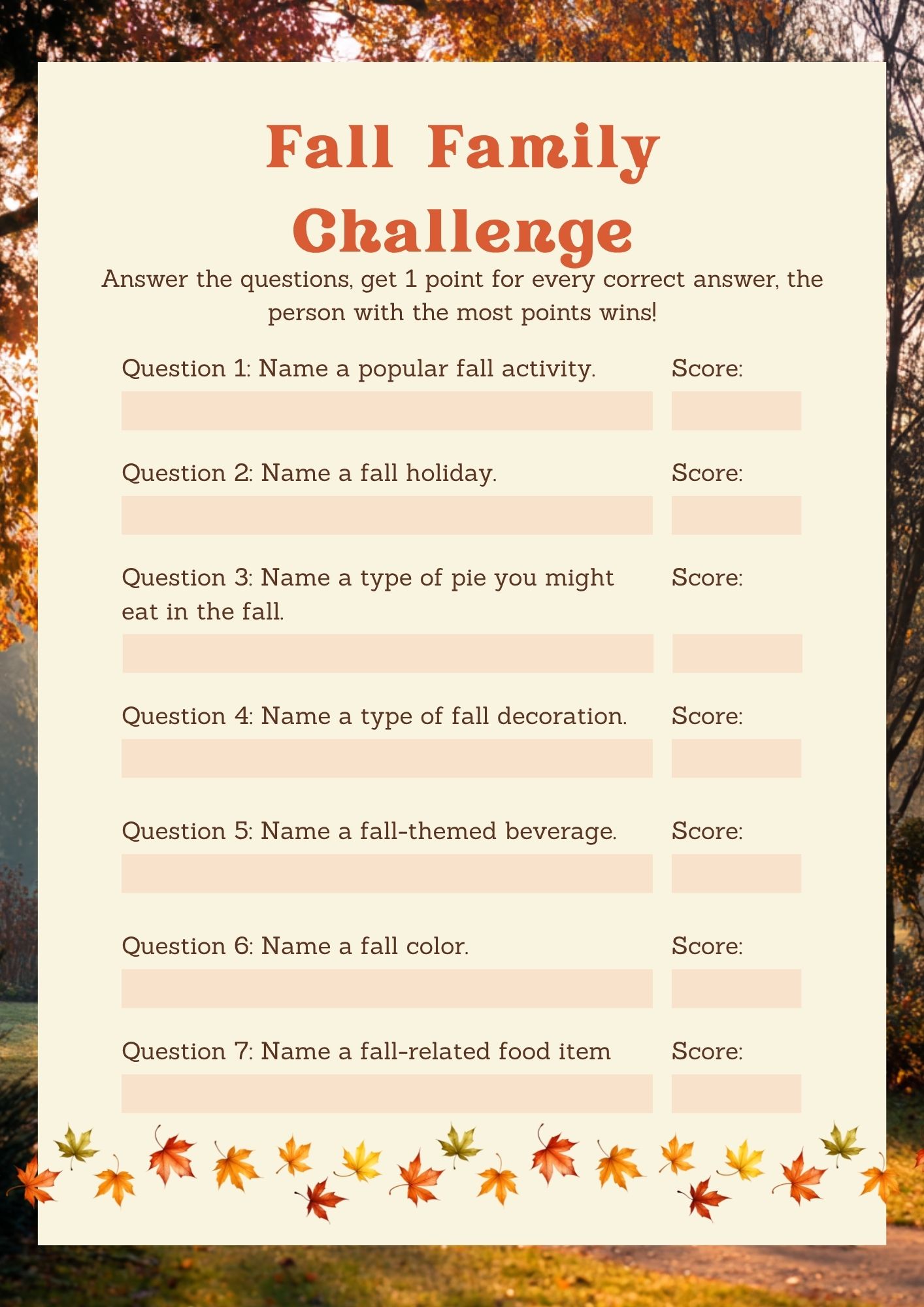 Fall Family Fun Pack template preview