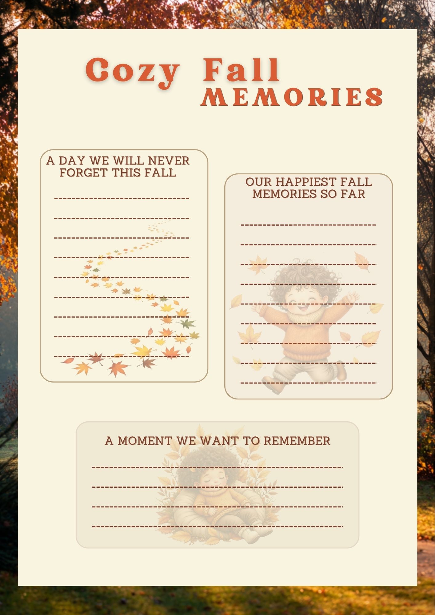 Cosy fall memories template page
