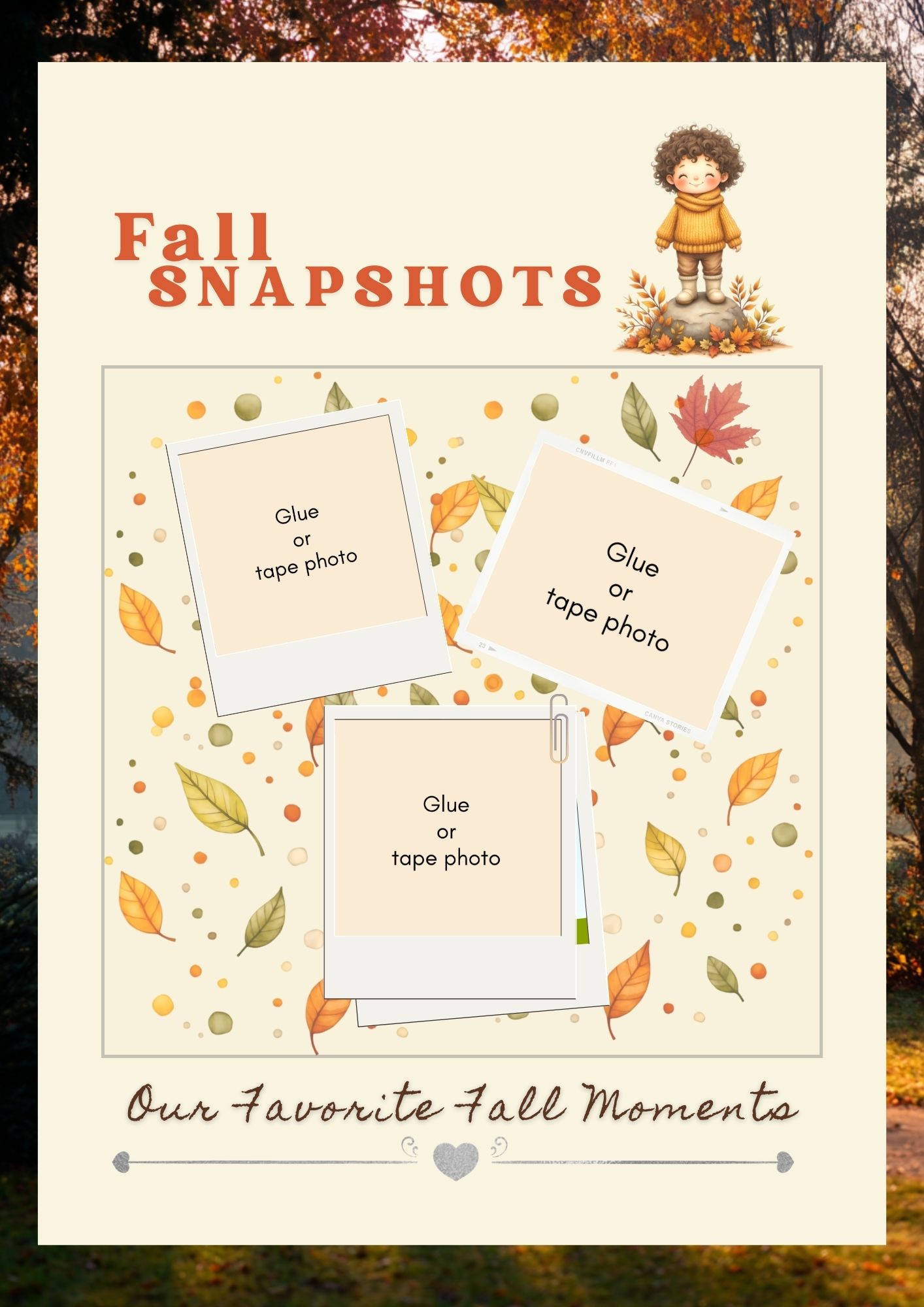 Fall snapshots template page