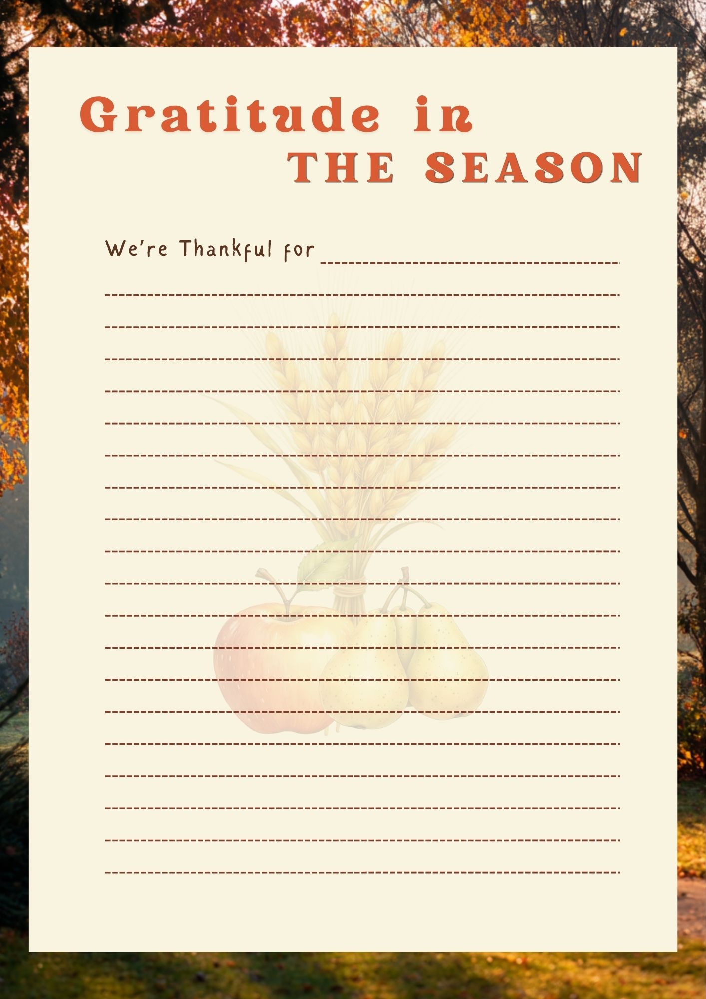 Gratitude in the season template page