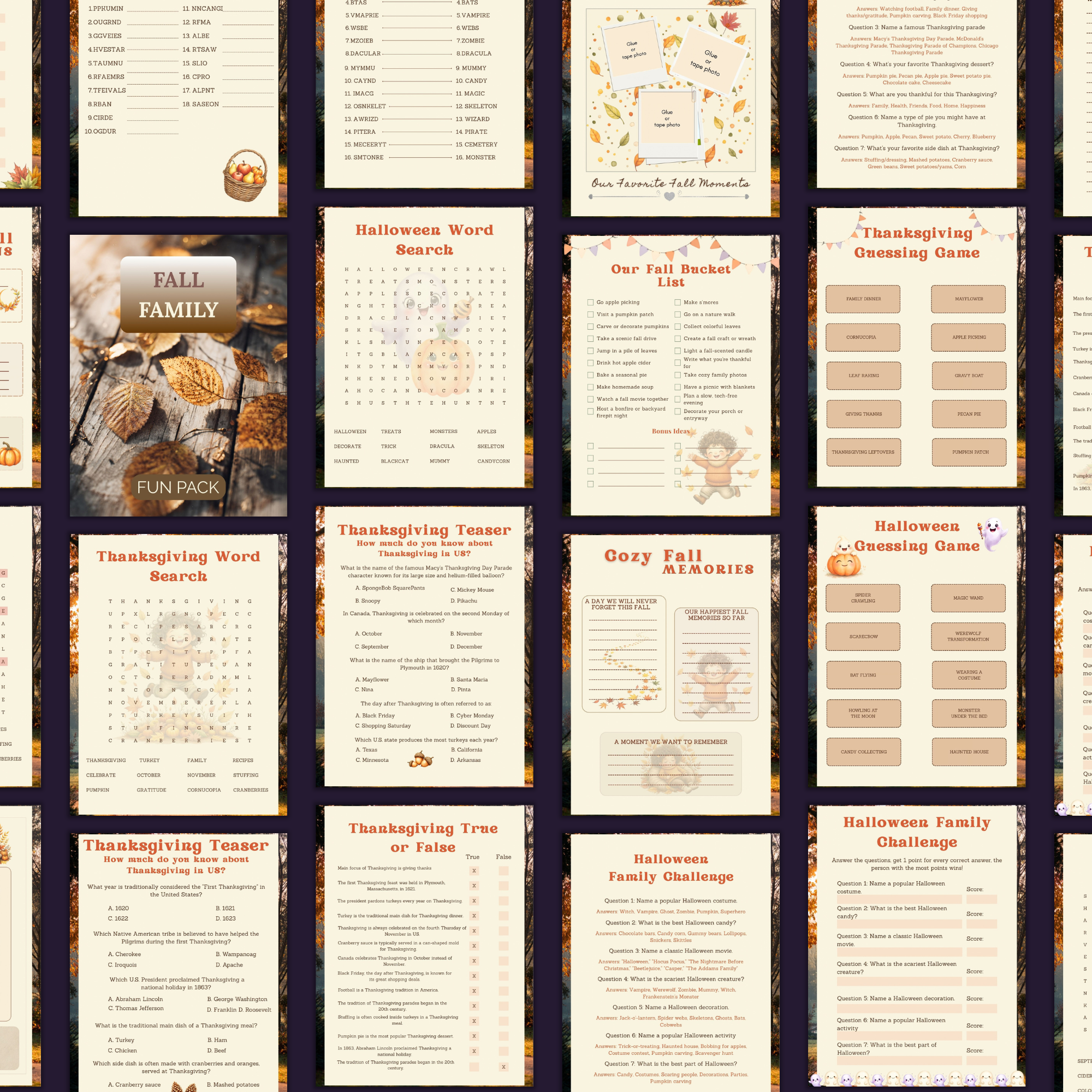 Fall Family Fun Pack Canva template product mock-up