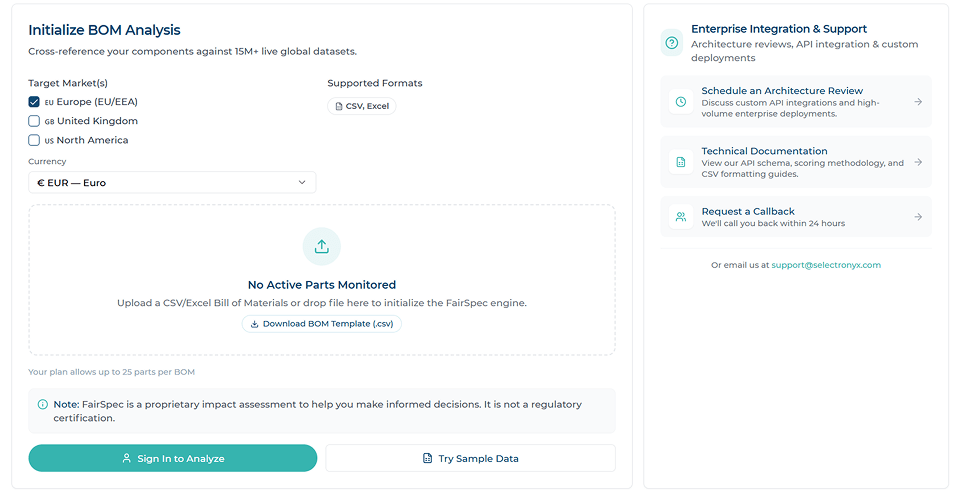 Upload Your BOM interface