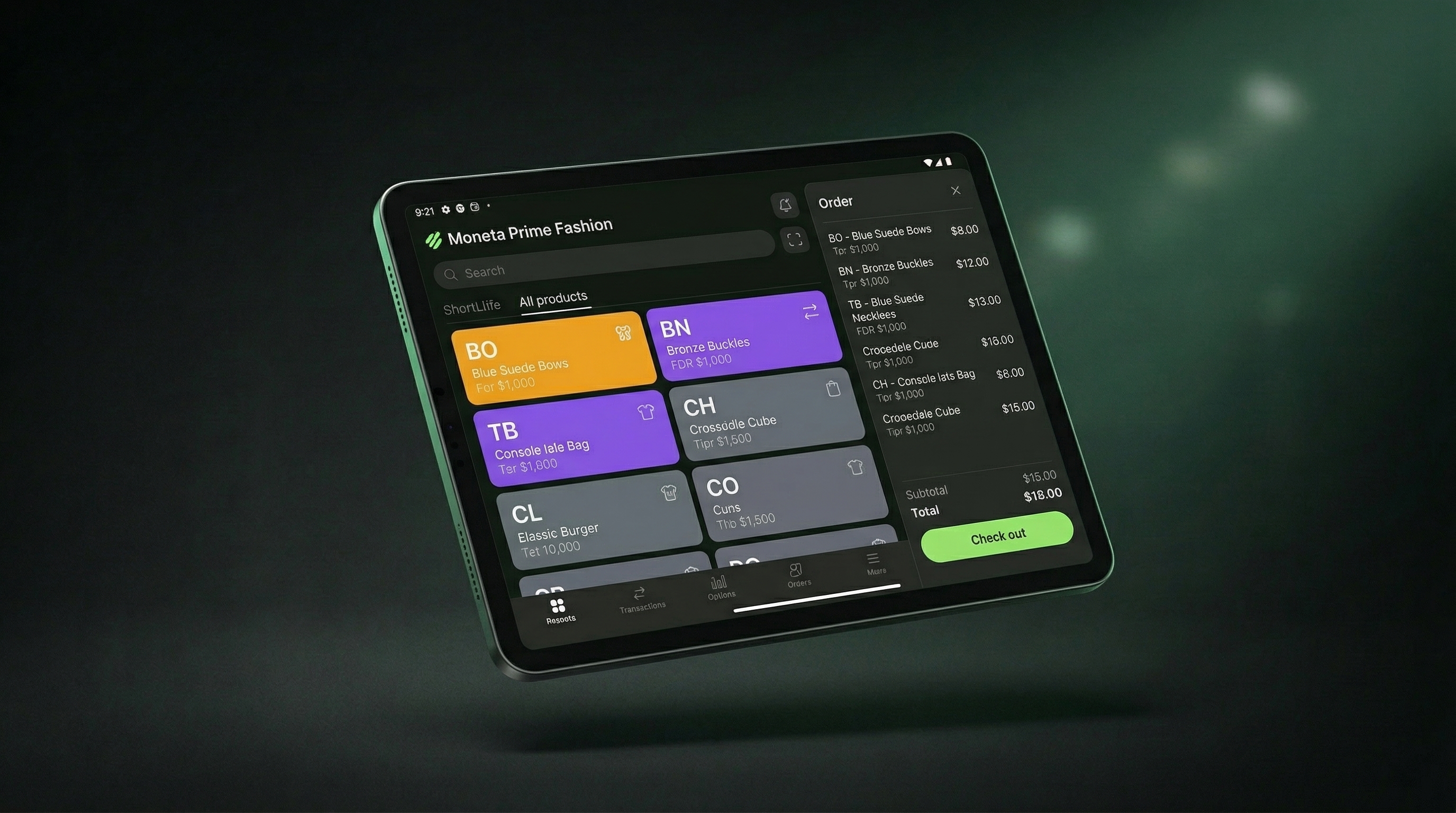 Tablet point of sale visual