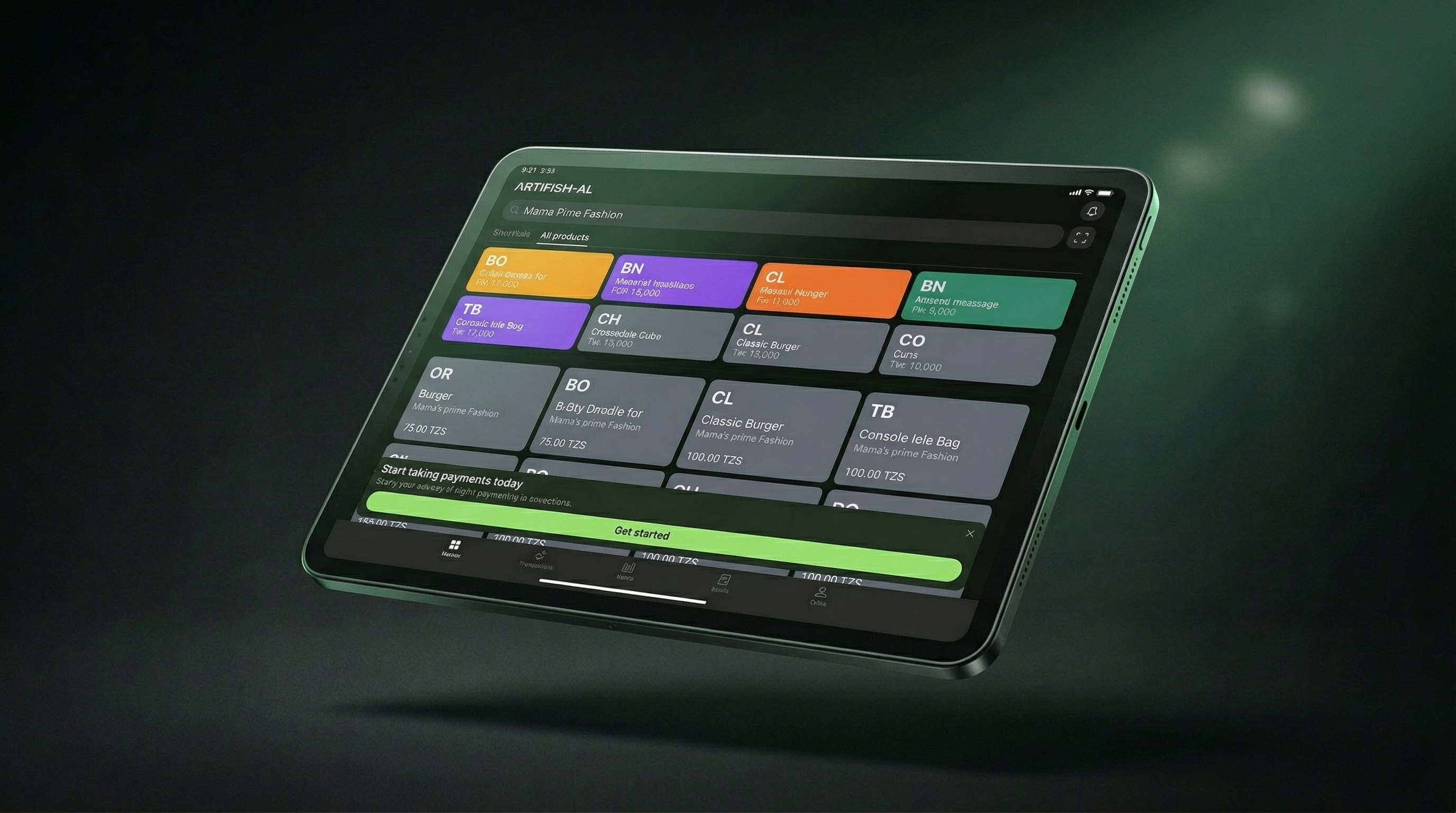Pokea point of sale running on a tablet