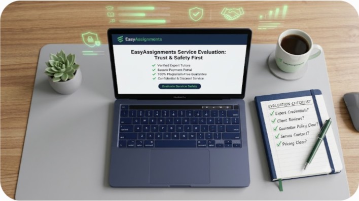 Checklist and laptop representing how to evaluate and choose reliable online course help safely