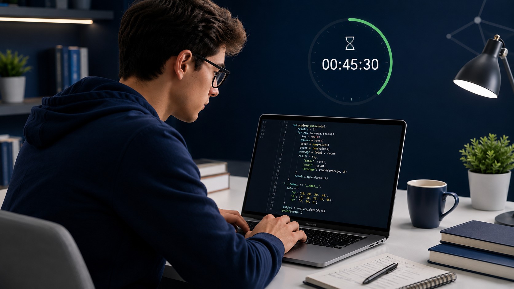 University student getting urgent Python assignment help on a laptop with clean commented code