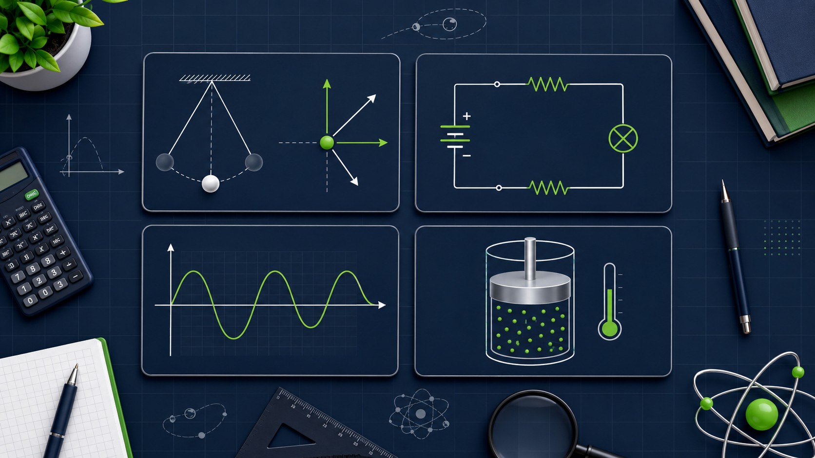 Physics topics from mechanics to electromagnetism illustrated with equations and diagrams for assignment help