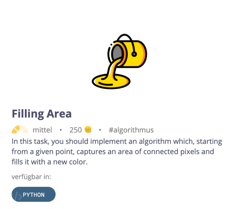 Die Tiefensuche kann im Flood-Fill Algorithmus in der Fill Area Challenge verwendet werden
