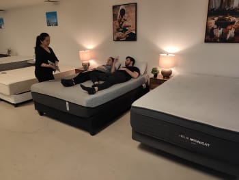 Relaxing in-store mattress testing experience Relaxing in-store mattress testing experience