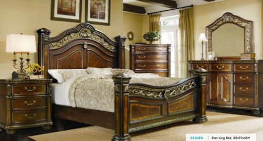 A bedroom displayed with furniture from Home Furnishing Center