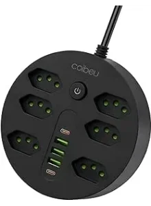 Imagem de Extensão Régua de Energia, 6 Tomadas, 5 Interfaces USB