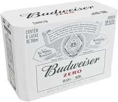 Imagem de Pack Cerveja Budweiser Zero Álcool, 350ml, Lata - 8 unidades