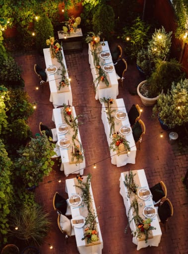 A view from above of the table settings.
