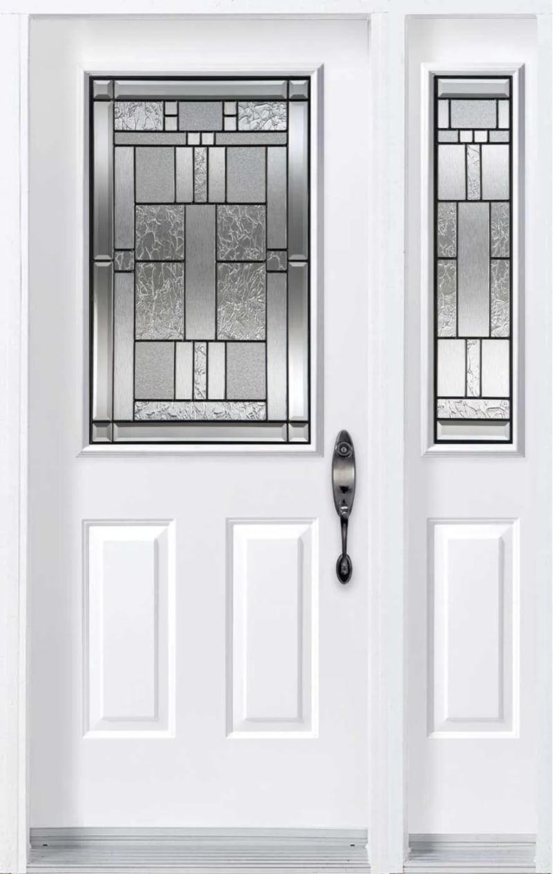 Cachet decorative-glass entry door with sidelight