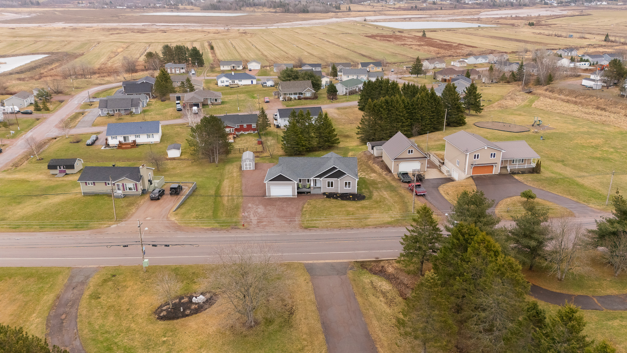 Aerial drone photo of property listing in New Brunswick