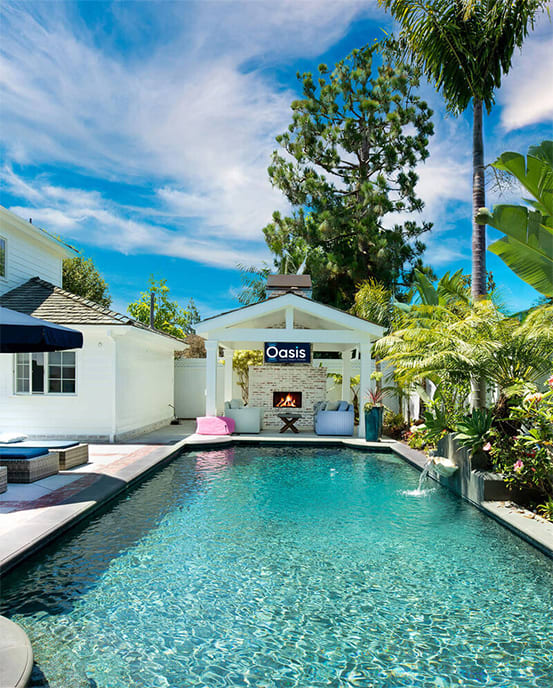 Oasis backyard pool and cabana