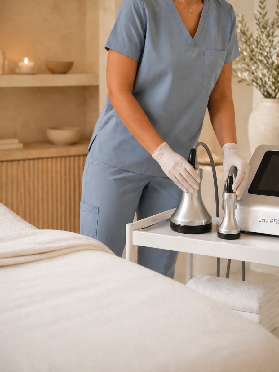 Body sculpting specialist preparing devices San Diego