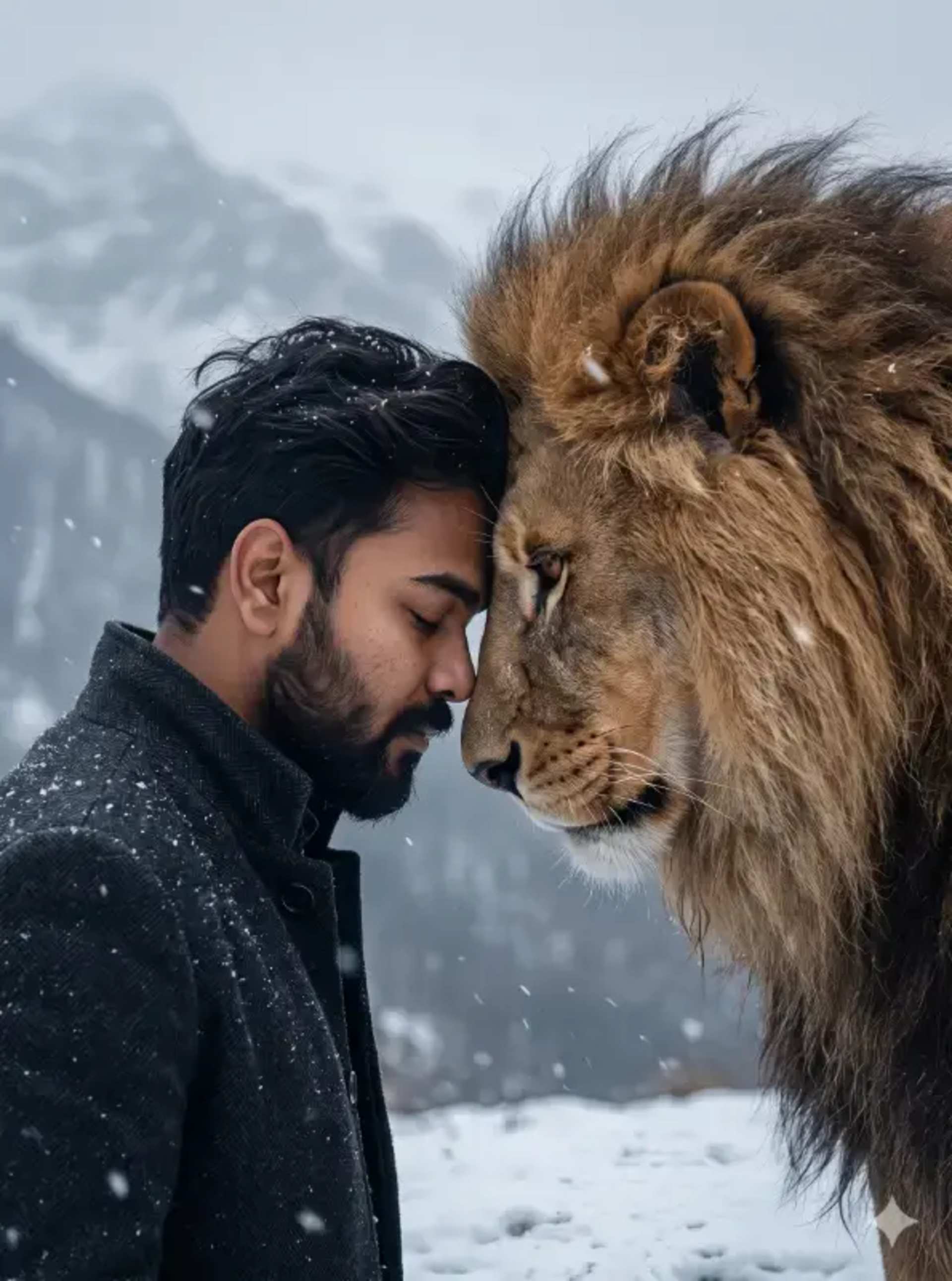Cinematic Man Lion Soul Bond - AI Prompt by Moni Sharma Cinematic Man Lion Soul Bond AI prompt