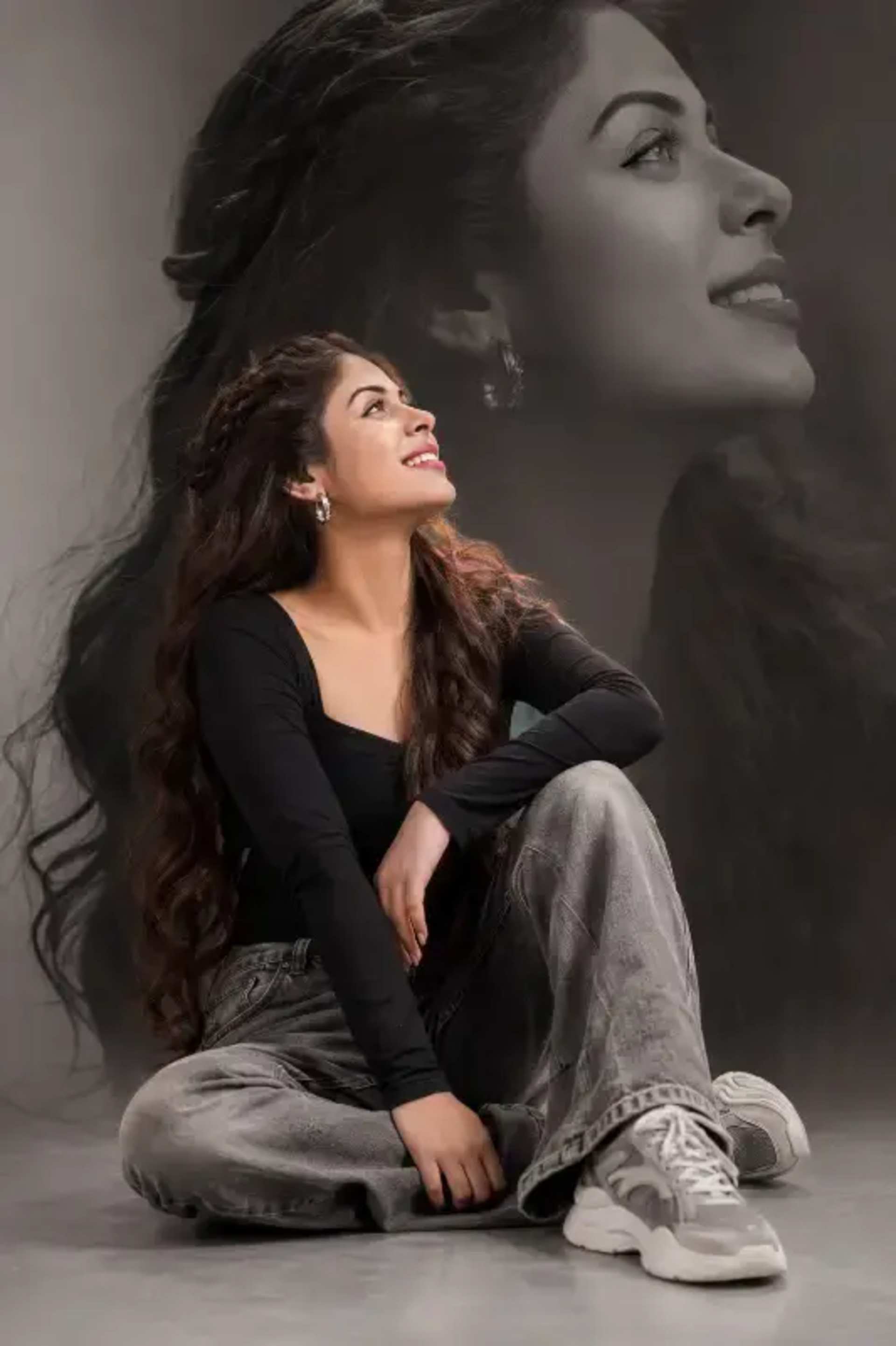 Joyful Woman: Ultra-Realistic Fashion Portrait - AI Prompt by Moni Sharma Joyful Woman: Ultra-Realistic Fashion Portrait prompt - Ultra-realistic portrait, Fashion editorial, Joyful woman, Exact face match, Monochrome background, Street style fashion, Seated pose, Cinematic lighting, Detailed textures, 8K portrait