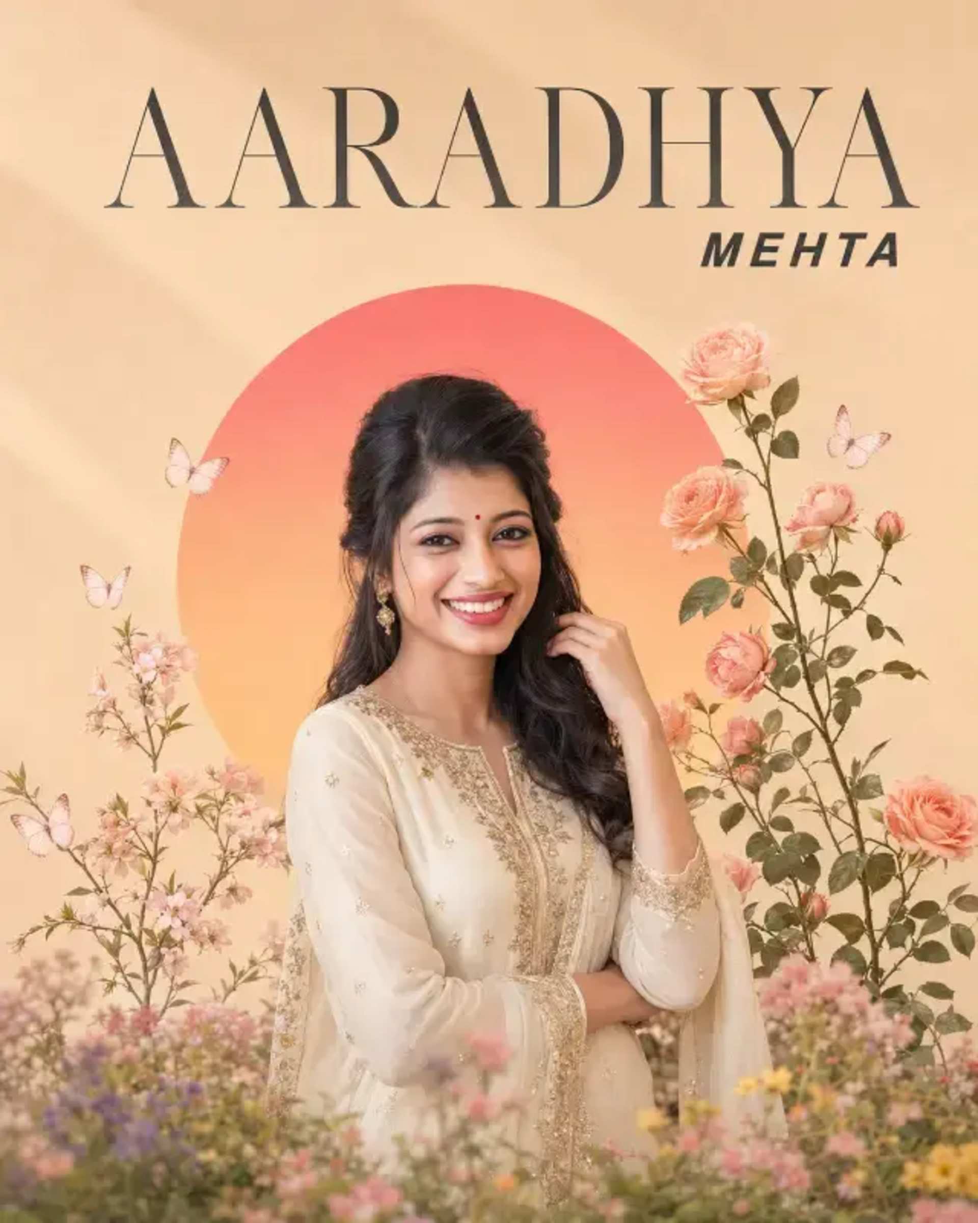 Editorial Portrait Poster with User Photo & Custom Name prompt - editorial portrait, personalized poster, ai photo transformation, feminine art, custom name art, botanical portrait, premium ai prompt