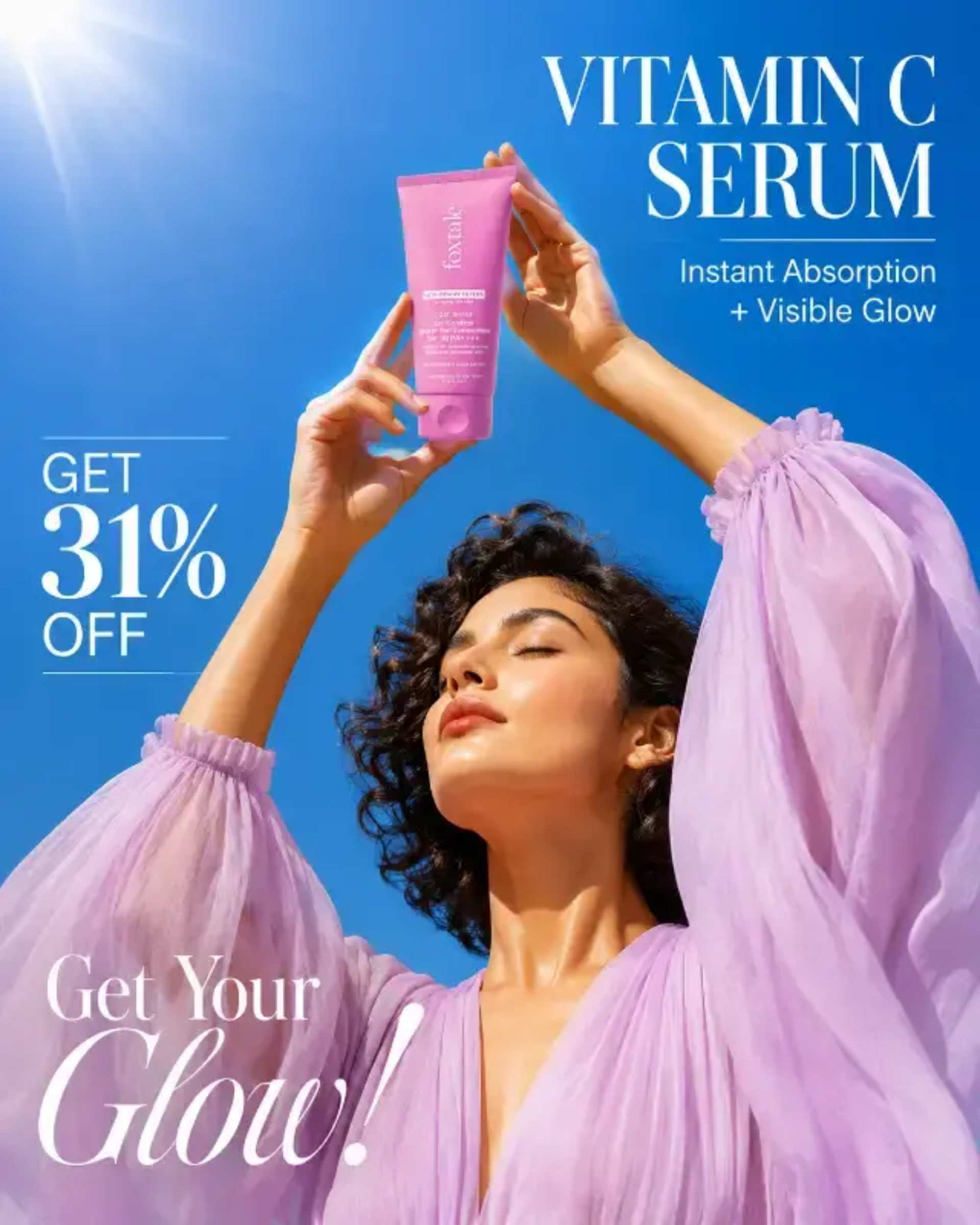 Luxury Skincare Ad Poster: Summer Beauty Campaign prompt - skincare advertising, beauty campaign, AI poster generator, product photography, luxury beauty, summer ad, fashion model, vertical ad