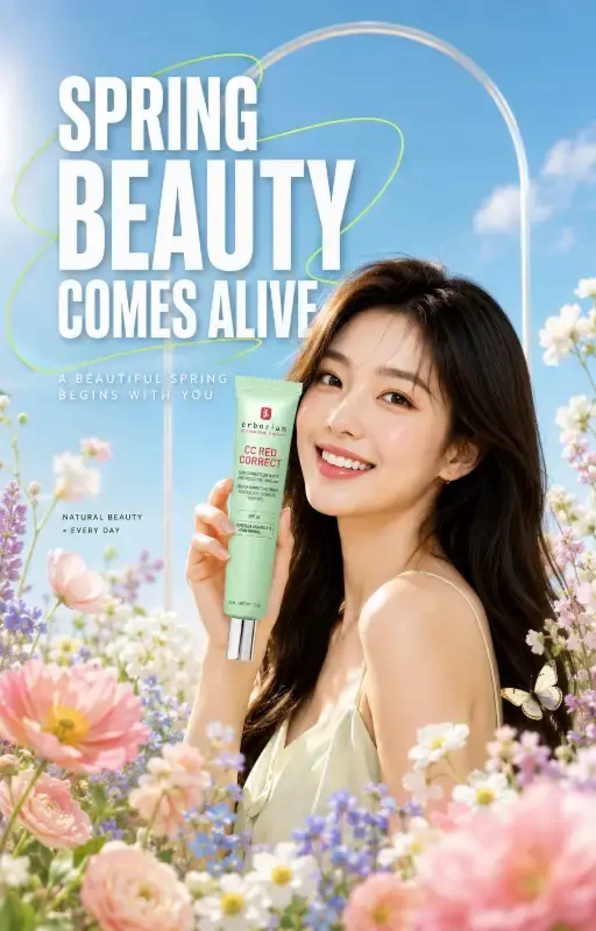 Premium Beauty Poster: Replicate Ad Campaign Style prompt - AI advertising, beauty poster, skincare ad, campaign replication, vertical ad, editorial typography, Korean beauty, product integration, image blueprint
