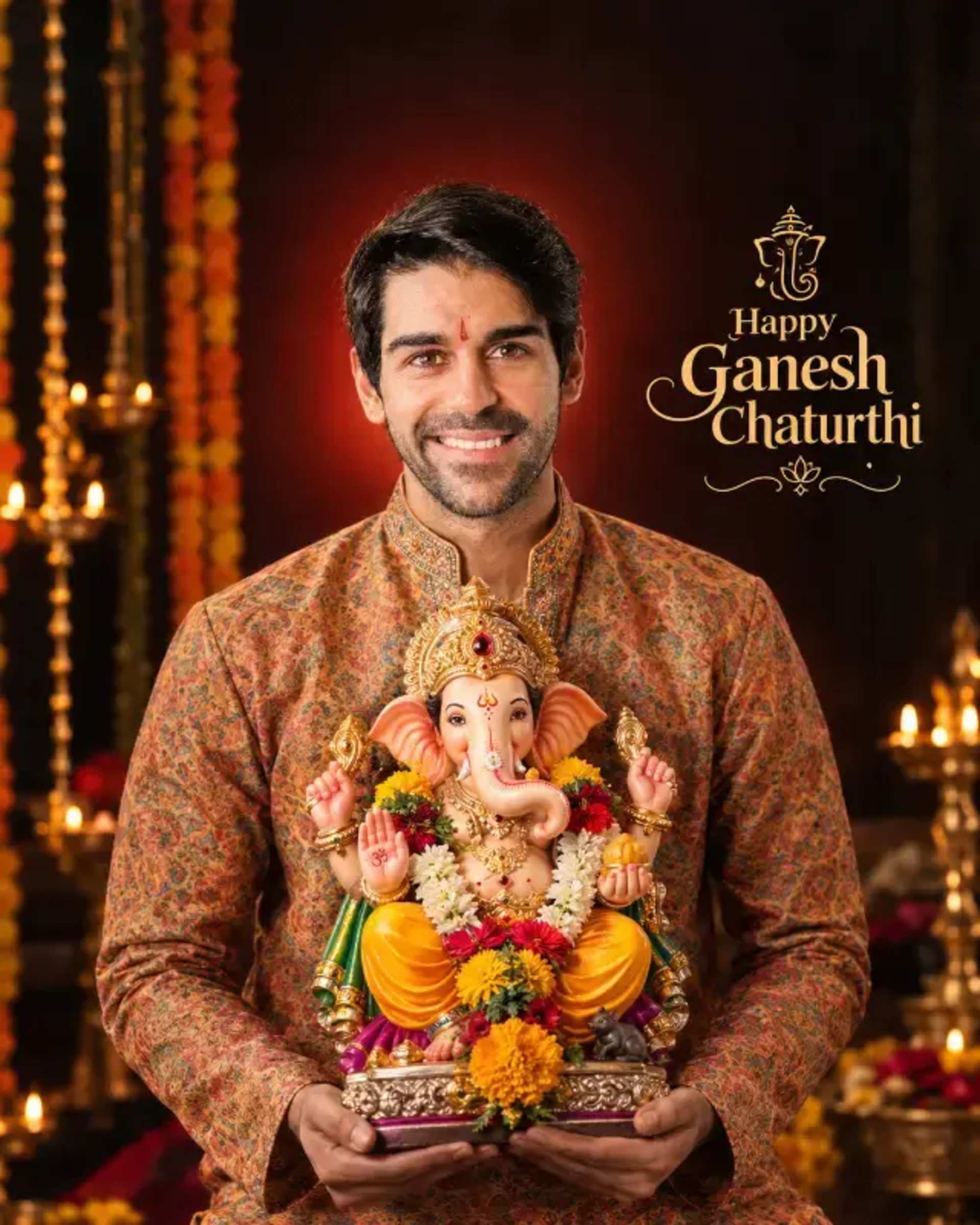 Ultra-Realistic Ganesh Chaturthi Portrait Prompt prompt - Ganesh Chaturthi, Indian portrait, AI photography, Cultural art, Identity preservation, Religious festival, Studio lighting, Ultra-realistic, AI prompt