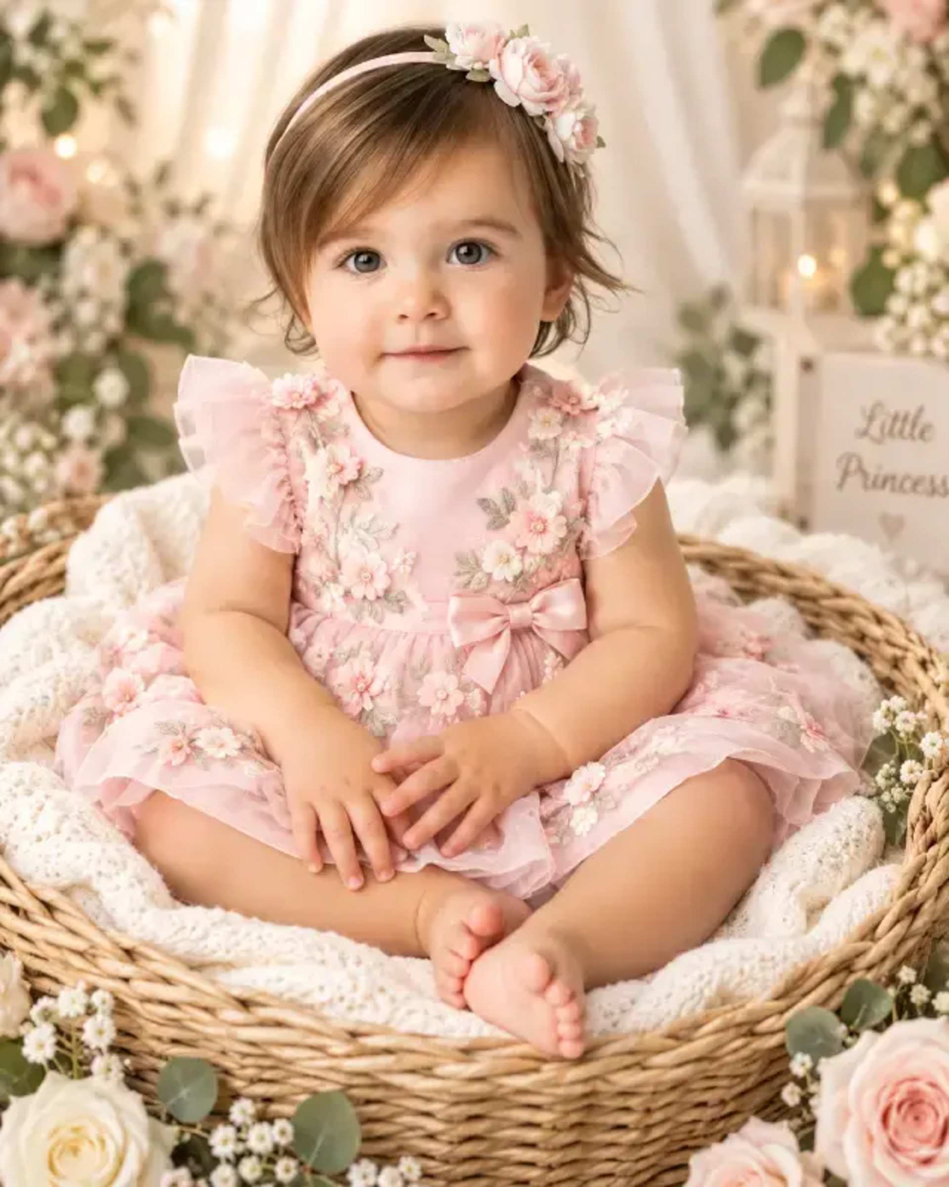 Ultra-Realistic Baby Portrait: Identity Preserved - AI Prompt by Rahul Kumar Sharma Ultra-Realistic Baby Portrait: Identity Preserved prompt - baby portrait, ultra realistic, identity preservation, newborn photography, AI art, custom baby, pastel pink, flower headband, wicker basket, dreamy bokeh, 8K image