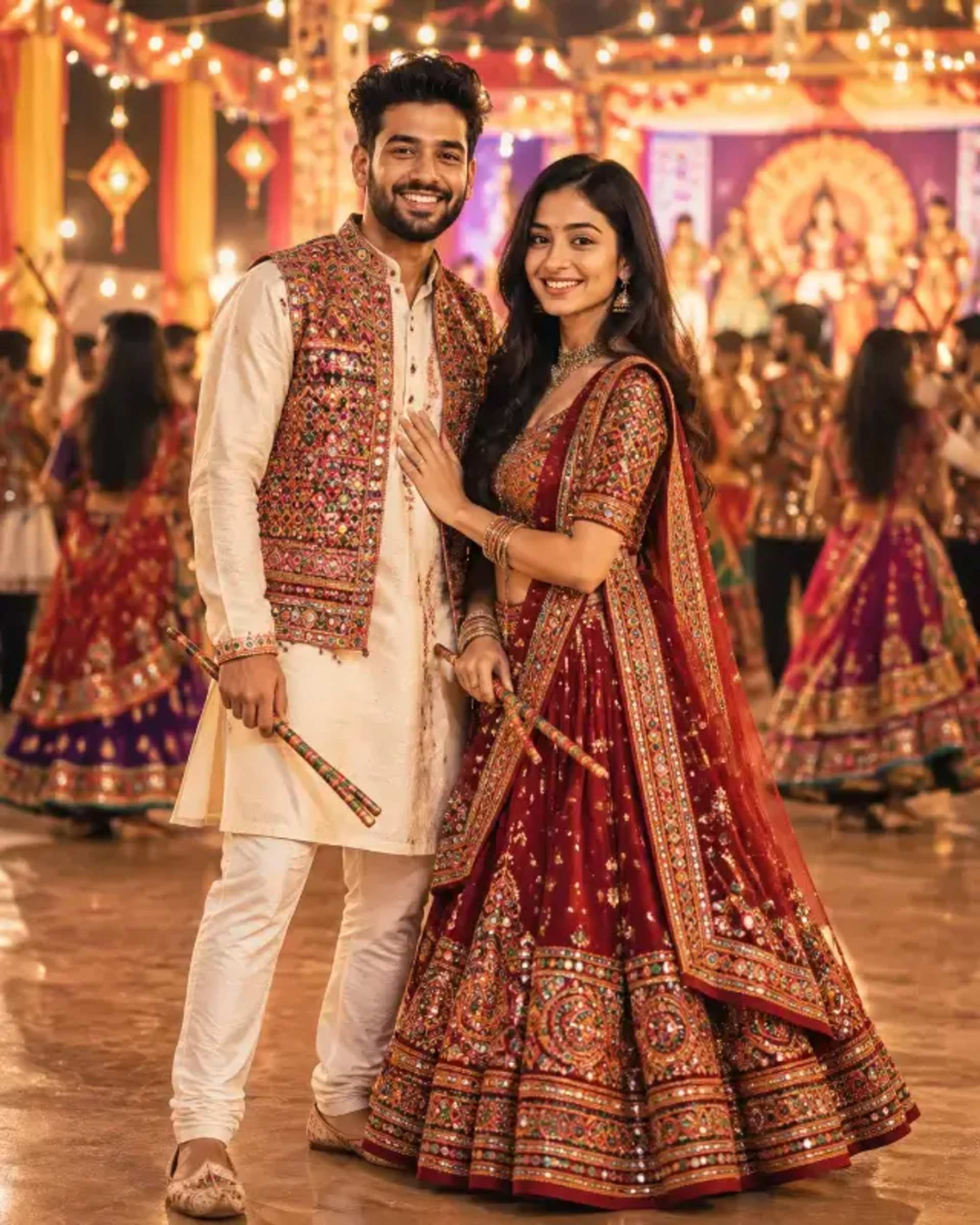 Cinematic Garba Portrait: Identity & Pose Lock for Navratri - AI Prompt by Prakash Sharma Cinematic Garba Portrait: Identity & Pose Lock for Navratri prompt - Garba portrait, Navratri festival, Identity lock, Pose lock, Cinematic AI, Indian festival, Gujarati outfit, Photo realistic