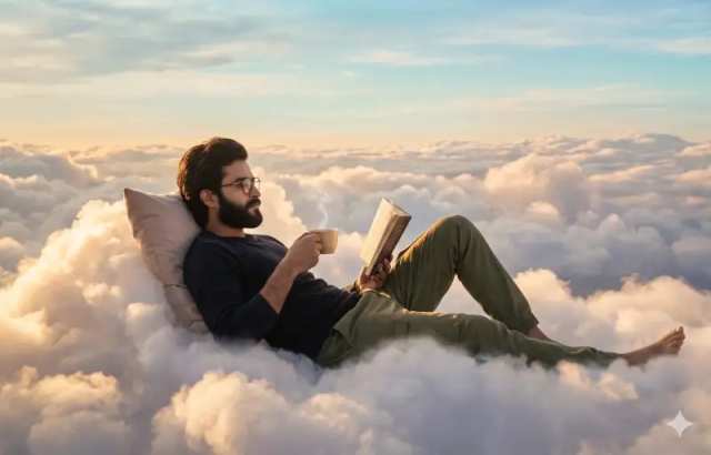 Man resting in clouds AI prompt