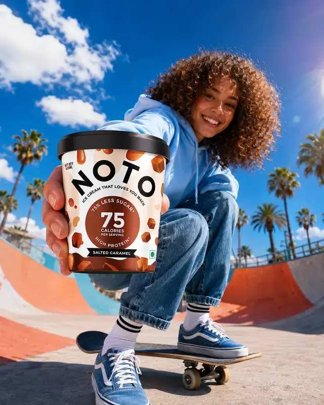 Dynamic Skatepark Product Ad: Youth, Summer Vibe prompt - Commercial product advertising, Hyper-realistic lifestyle, Skatepark photography, Summer youth culture, Wide-angle lens perspective, Forced perspective product, Outdoor advertising campaign, Premium brand photography, Youth lifestyle marketing, Professional product shot