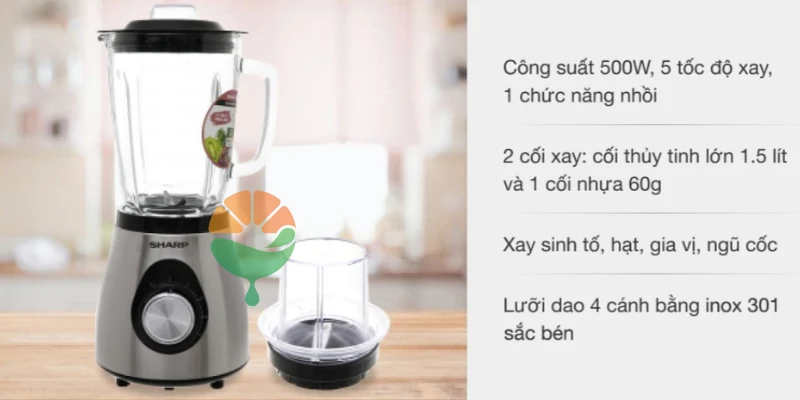 Máy xay sinh tố Sharp EM-S155GV-ST